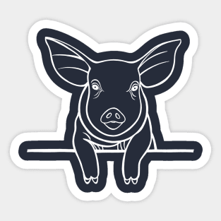 Cute Pig drawing with big ears - farm animal design Sticker